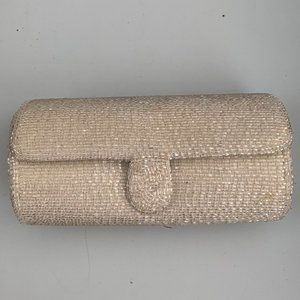 Vintage white beaded clutch - OBO
